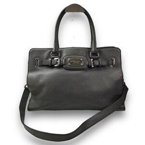 Michael Kors Dove Gray Leather Satchel With Chain Detail & Zip Closure